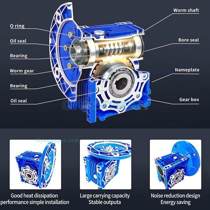 RV040 Round Worm Gearbox Speed Reducer Ratio 5:1 10:1 20:1 30:1 40:1 Input 14mm 71B14/71B5